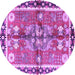 Round Machine Washable Persian Purple Traditional Area Rugs, wshtr3911pur