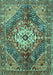 Machine Washable Persian Turquoise Traditional Area Rugs, wshtr3912turq