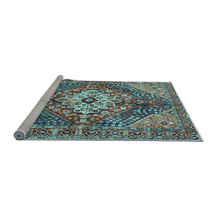 Sideview of Machine Washable Persian Light Blue Traditional Rug, wshtr3912lblu