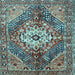 Square Machine Washable Persian Light Blue Traditional Rug, wshtr3912lblu