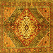 Square Machine Washable Persian Yellow Traditional Rug, wshtr3912yw