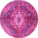 Round Persian Pink Traditional Rug, tr3912pnk