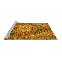 Sideview of Machine Washable Persian Yellow Traditional Rug, wshtr3912yw