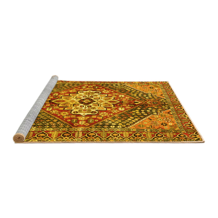 Sideview of Machine Washable Persian Yellow Traditional Rug, wshtr3912yw