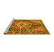 Sideview of Machine Washable Persian Yellow Traditional Rug, wshtr3912yw