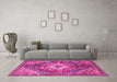 Machine Washable Persian Pink Traditional Rug in a Living Room, wshtr3912pnk