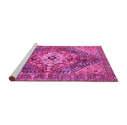 Sideview of Machine Washable Persian Pink Traditional Rug, wshtr3912pnk