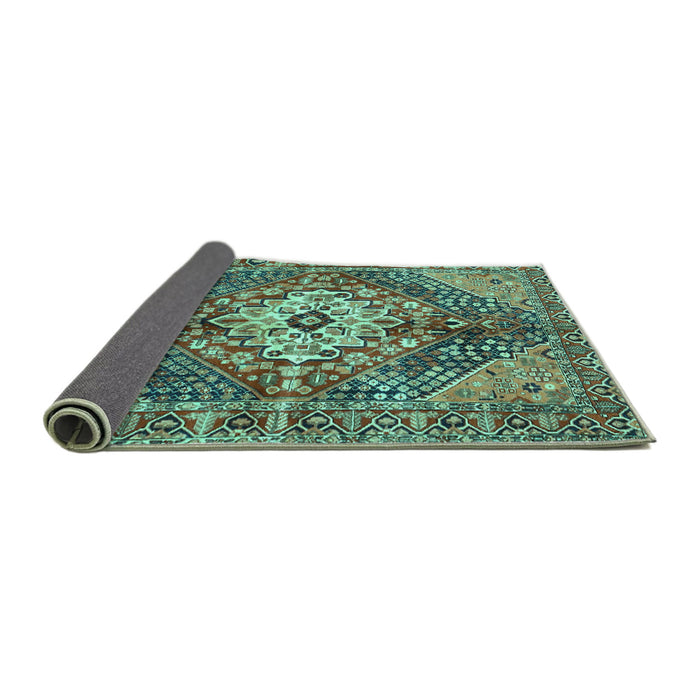 Sideview of Persian Turquoise Traditional Rug, tr3912turq