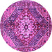 Round Persian Purple Traditional Rug, tr3912pur