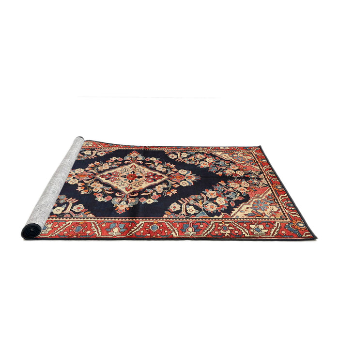 Sideview of Machine Washable Traditional Light Copper Gold Rug, wshtr3913