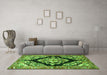 Machine Washable Medallion Green Traditional Area Rugs in a Living Room,, wshtr3913grn