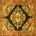 Square Medallion Yellow Traditional Rug, tr3913yw