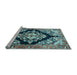 Sideview of Machine Washable Medallion Light Blue Traditional Rug, wshtr3913lblu