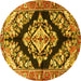 Round Medallion Yellow Traditional Rug, tr3913yw