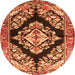 Machine Washable Medallion Orange Traditional Area Rugs, wshtr3913org