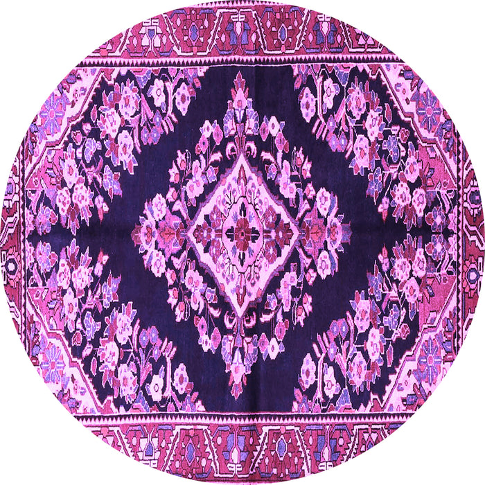 Round Medallion Purple Traditional Rug, tr3913pur