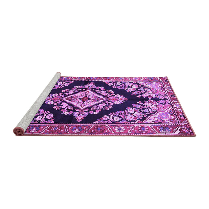 Sideview of Machine Washable Medallion Purple Traditional Area Rugs, wshtr3913pur
