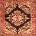 Round Machine Washable Medallion Orange Traditional Area Rugs, wshtr3913org