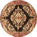 Round Medallion Brown Traditional Rug, tr3913brn