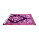 Sideview of Machine Washable Medallion Pink Traditional Rug, wshtr3913pnk