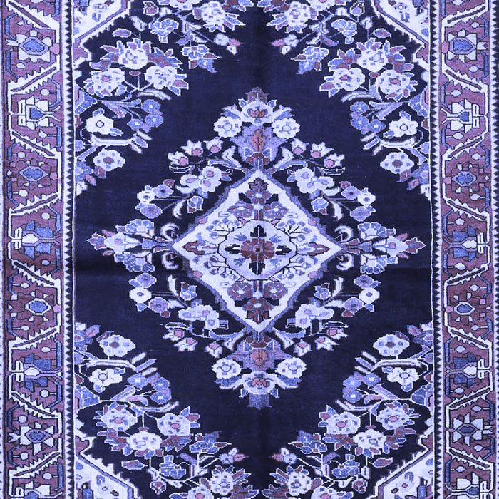 Machine Washable Medallion Blue Traditional Rug, wshtr3913blu