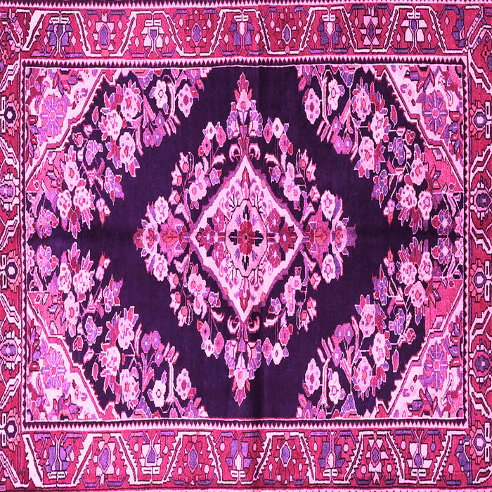 Square Machine Washable Medallion Pink Traditional Rug, wshtr3913pnk