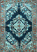 Machine Washable Medallion Light Blue Traditional Rug, wshtr3913lblu