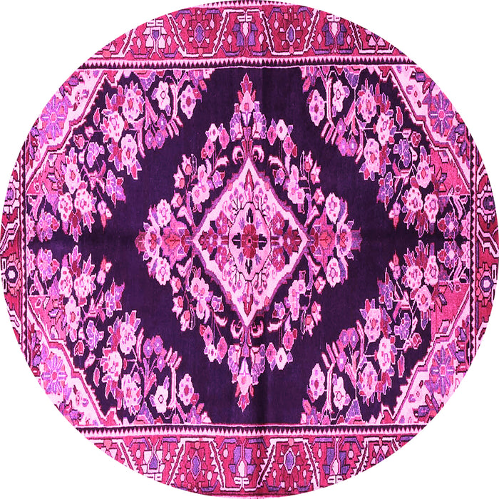 Round Medallion Pink Traditional Rug, tr3913pnk