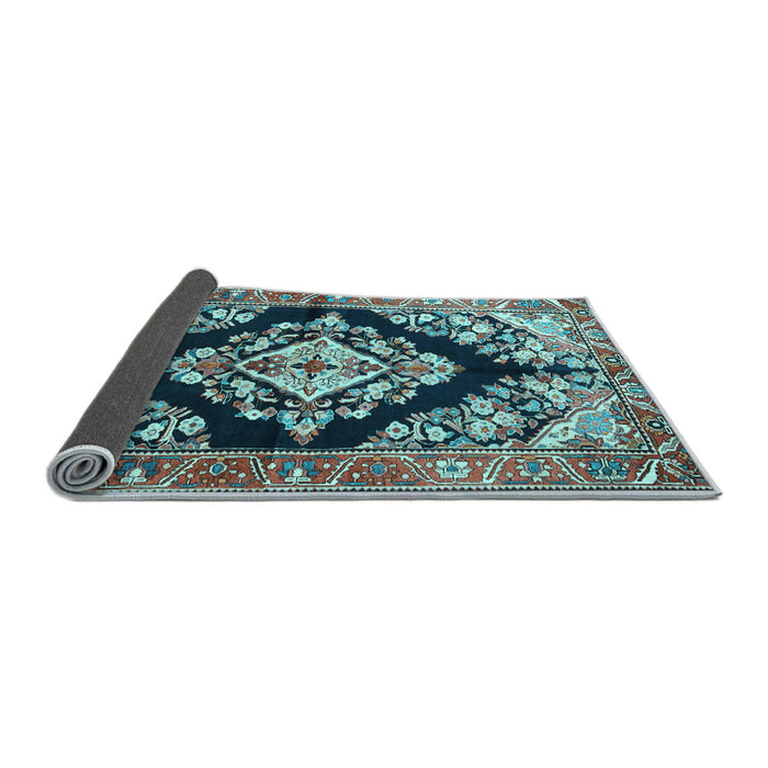 Sideview of Medallion Light Blue Traditional Rug, tr3913lblu