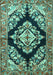 Machine Washable Medallion Turquoise Traditional Area Rugs, wshtr3913turq