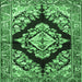 Square Medallion Emerald Green Traditional Rug, tr3913emgrn