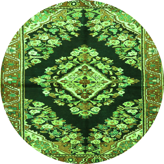 Machine Washable Medallion Green Traditional Area Rugs, wshtr3913grn