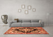 Machine Washable Medallion Orange Traditional Area Rugs in a Living Room, wshtr3913org