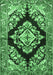 Machine Washable Medallion Emerald Green Traditional Area Rugs, wshtr3913emgrn