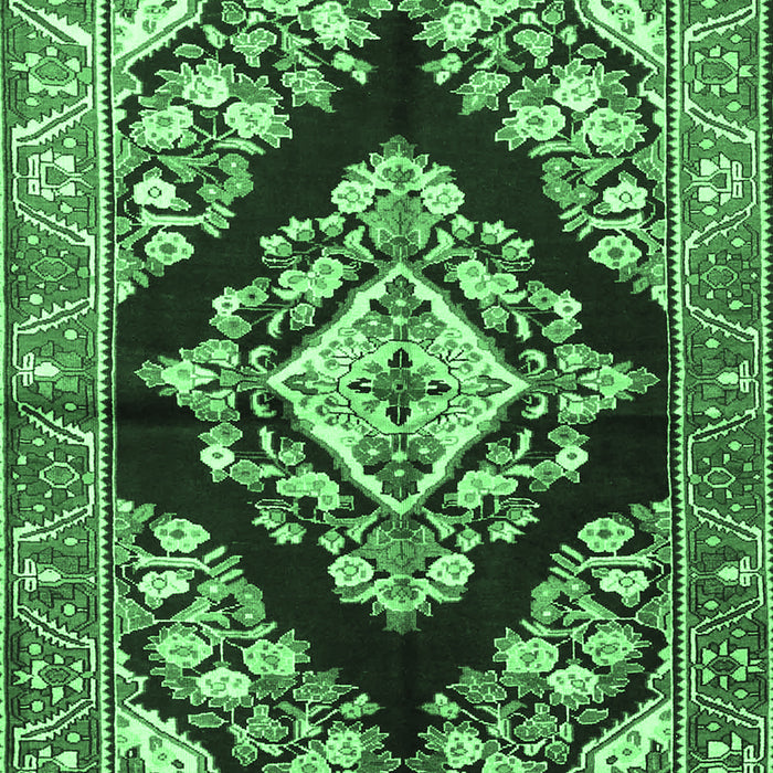 Machine Washable Medallion Emerald Green Traditional Area Rugs, wshtr3913emgrn