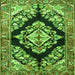 Round Machine Washable Medallion Green Traditional Area Rugs, wshtr3913grn