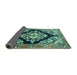 Sideview of Medallion Turquoise Traditional Rug, tr3913turq