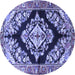 Round Medallion Blue Traditional Rug, tr3913blu