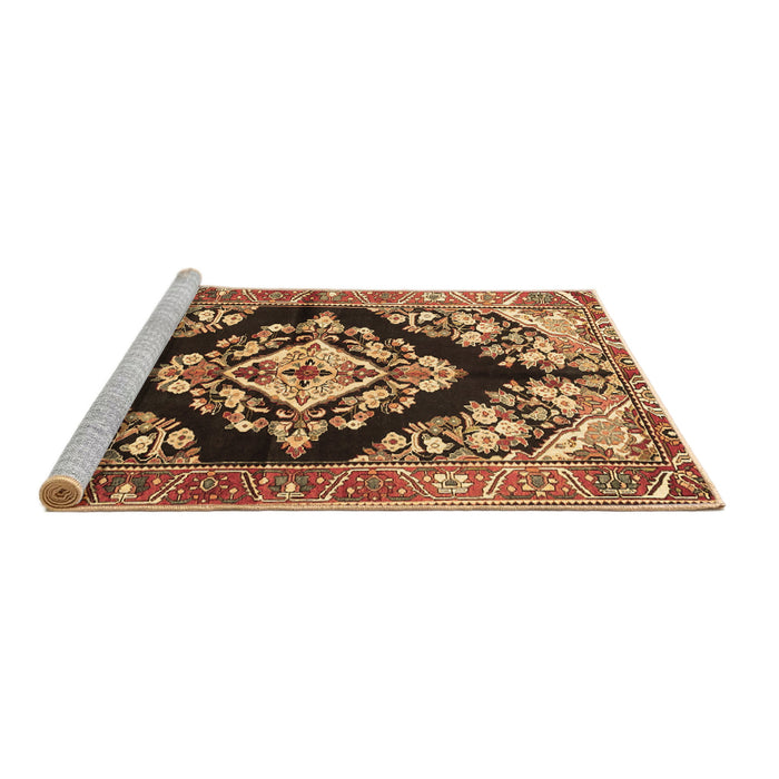 Sideview of Machine Washable Medallion Brown Traditional Rug, wshtr3913brn