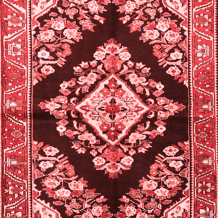 Machine Washable Medallion Red Traditional Rug, wshtr3913red