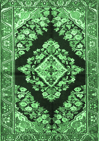 Medallion Emerald Green Traditional Rug, tr3913emgrn