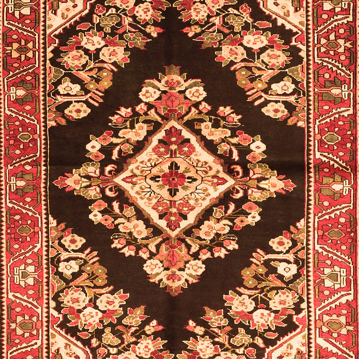Serging Thickness of Machine Washable Medallion Orange Traditional Area Rugs, wshtr3913org
