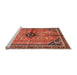 Sideview of Machine Washable Traditional Sunrise Orange Rug, wshtr3914