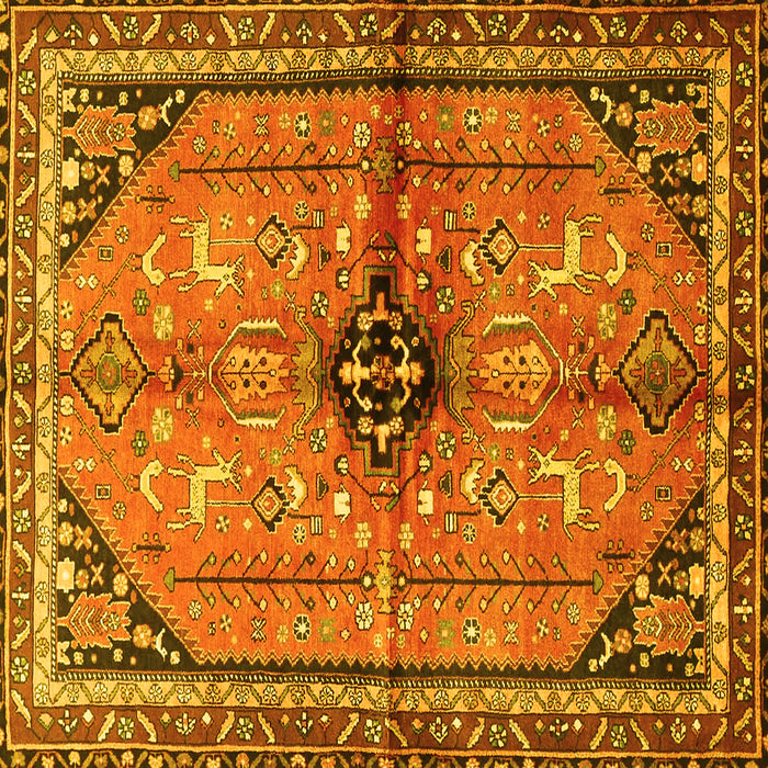 Square Machine Washable Persian Yellow Traditional Rug, wshtr3914yw