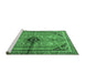 Sideview of Machine Washable Persian Emerald Green Traditional Area Rugs, wshtr3914emgrn