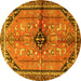 Round Persian Yellow Traditional Rug, tr3914yw