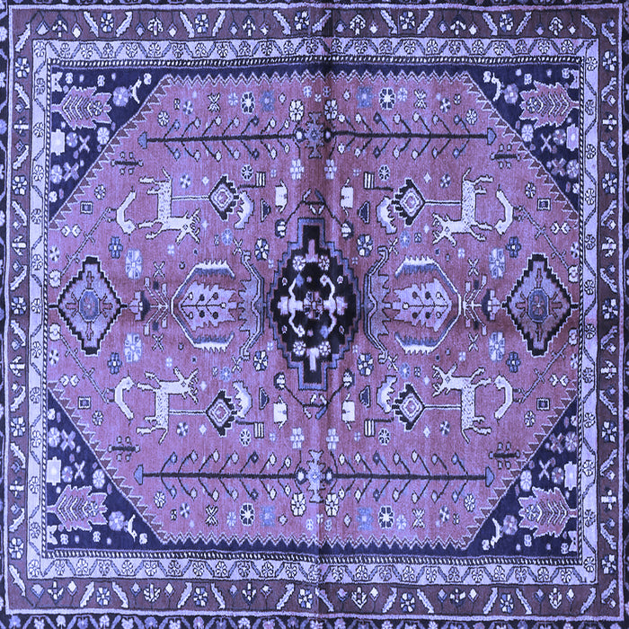Square Machine Washable Persian Blue Traditional Rug, wshtr3914blu