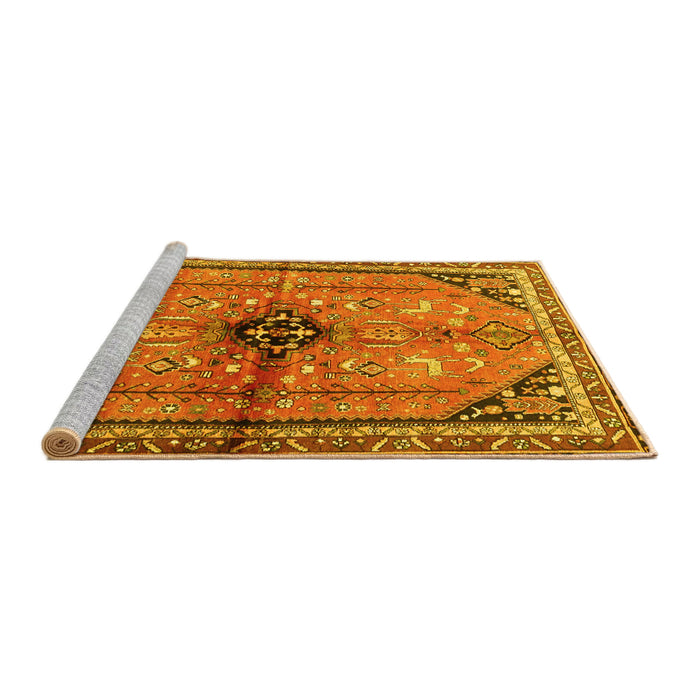 Sideview of Machine Washable Persian Yellow Traditional Rug, wshtr3914yw
