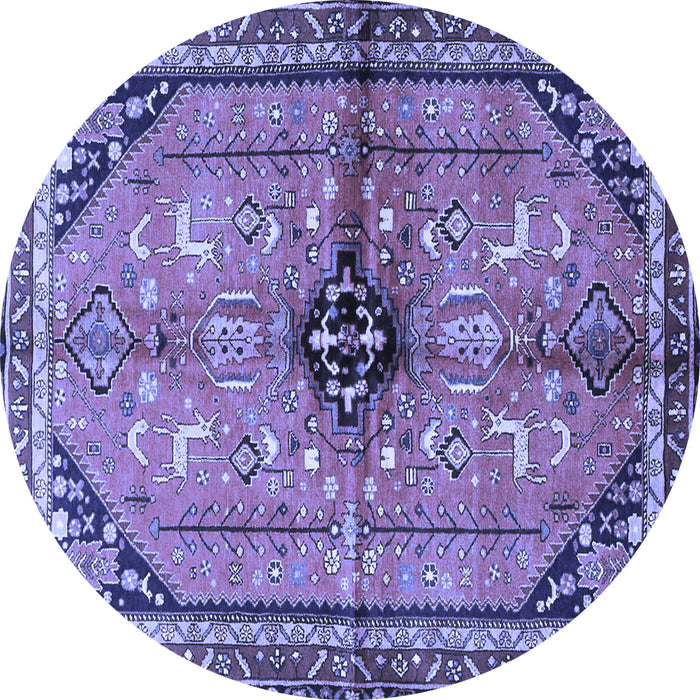 Round Machine Washable Persian Blue Traditional Rug, wshtr3914blu