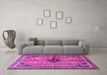Machine Washable Persian Purple Traditional Area Rugs in a Living Room, wshtr3914pur